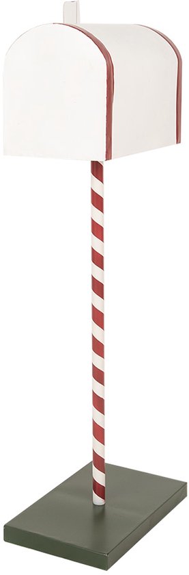 Clayre & Eef Décoration de Noël Boîte aux lettres 19x33x92 cm Blanc Rouge Métal