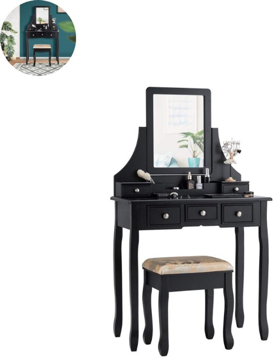VDD - kaptafel make up visagie opmaaktafel - toilettafel - zwart