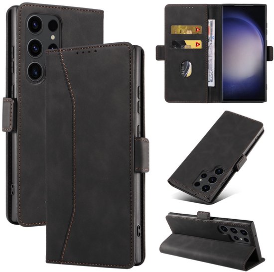 Étui adapté pour Samsung Galaxy S25 Ultra - Bookcase - Porte-cartes - Portefeuille - Simili cuir - Zwart