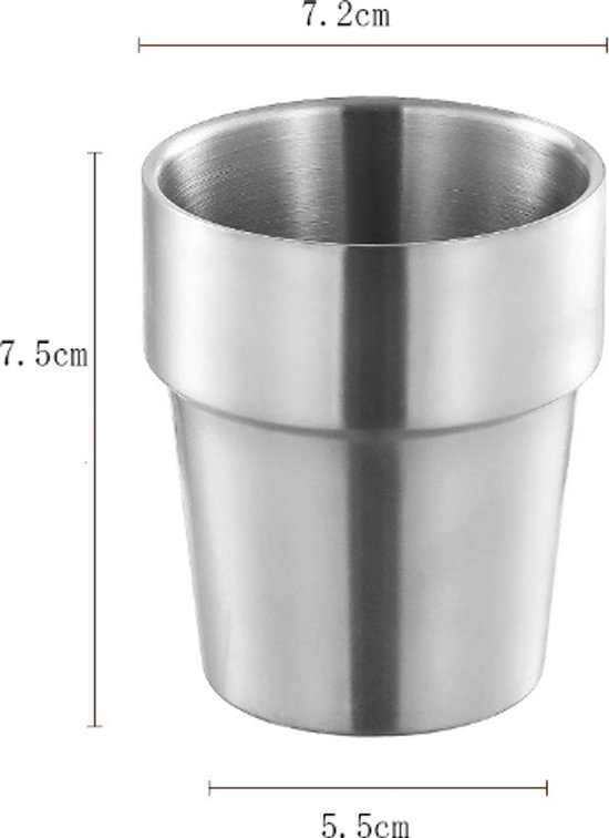 4 stuks - Bekers - Inhoud 180ml - Drinkbekers - Koffiekopjes - RVS - zilver - Zonder handvat - stapelbare - Dubbelwandig - Herbruikbaar - voor thuis Restaurant Feest Camping van MamboCat — afbeelding 5