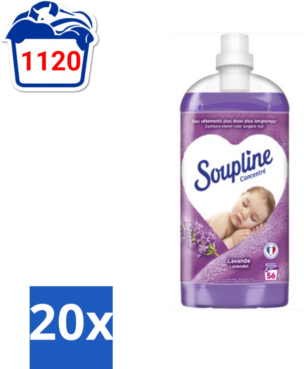 Soupline - Wasverzachter - Lavendel - 56 Wasbeurten - 1.3L - Bulkverpakking - 20 stuks