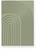 Poster 30x40 cm - Organische Lijnen - Groen - Minimalistisch - Japandi - Muurdecoratie - Wanddecoratie