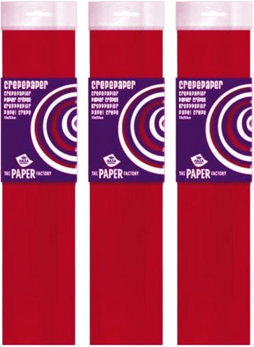 Crepe papier platte vellen - 5x - donker rood - 250 x 50 cm - Knutselen met papier - Knutselspullen