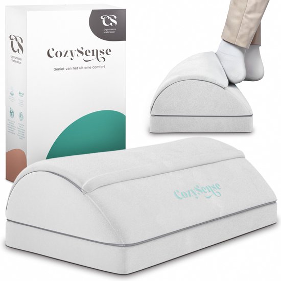 CozySense® Voetensteun Bureau - Ergonomisch Voetenbankje met 2 Hoogtes - Anti-Slip & Wasbare Sherpa Hoes - Voetenkussen voor Thuis & Kantoor - Grijs