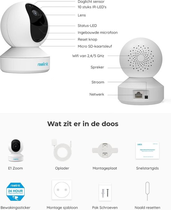 5MP PTZ Wifi-beveiligingscamera voor Binnen 24/5 GHz WiFi CCTV-camera met AI-detectie van Mens/Huisdier Automatisch Volgen 3x Optische Zoom Oudere Huisdieren Tweerichtingsgeluid E1 Zoom van Reolink — afbeelding 4