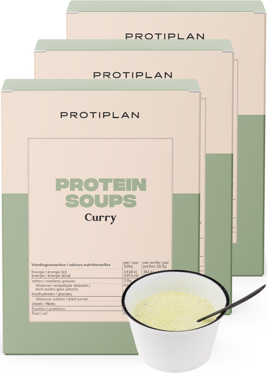 Protiplan - Currysoep - 3 stuks - 3 x 7 x 25,5 g - Eiwitrijk - Gezond afvallen