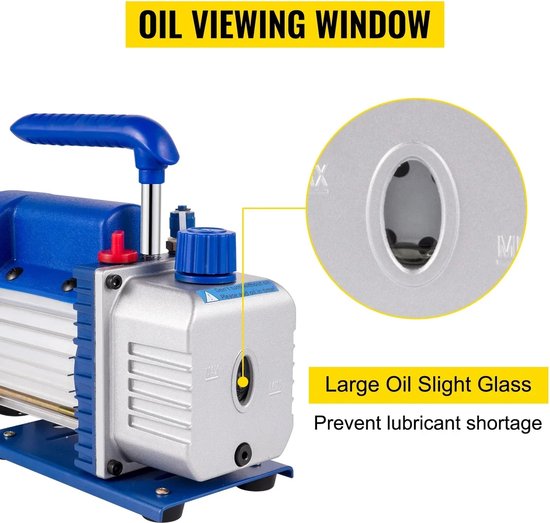 Vevor - Vacuümpomp - Koelmiddel vacuümpomp - Koelgereedschap - HVAC-koeling - 4.8CFM 1-3HP-meter, met meter - Blauw — afbeelding 5