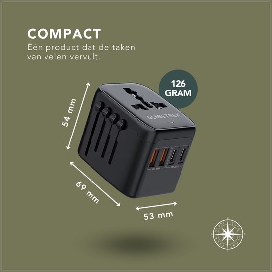 Adaptateur Universel de Voyage pour 170+ Pays, avec 4 USB