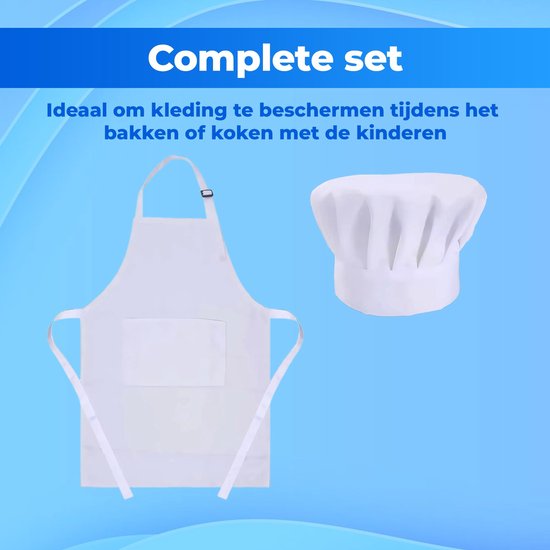 Complete set: Wit schort en koksmuts, ideaal voor kinderen