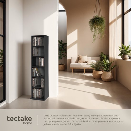 Porte-CD Porte-DVD modèle debout noir 90x21x16 cm 401701