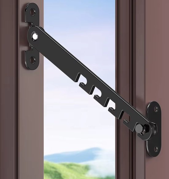 Actie4you® - Raamvastzetter & deurvastzetter – Raamuitzetter - windhaak voor kunststof kozijn en houten kozijnen - Kierstandhouder deur raam - Klapraam Uitzetter – 10cm – Zwart