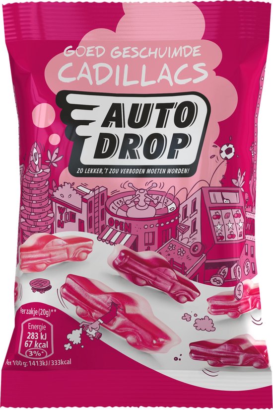 Autodrop - Snoep - Goed Geschuimde Cadillacs - 16 zakjes - 20 gram | bol