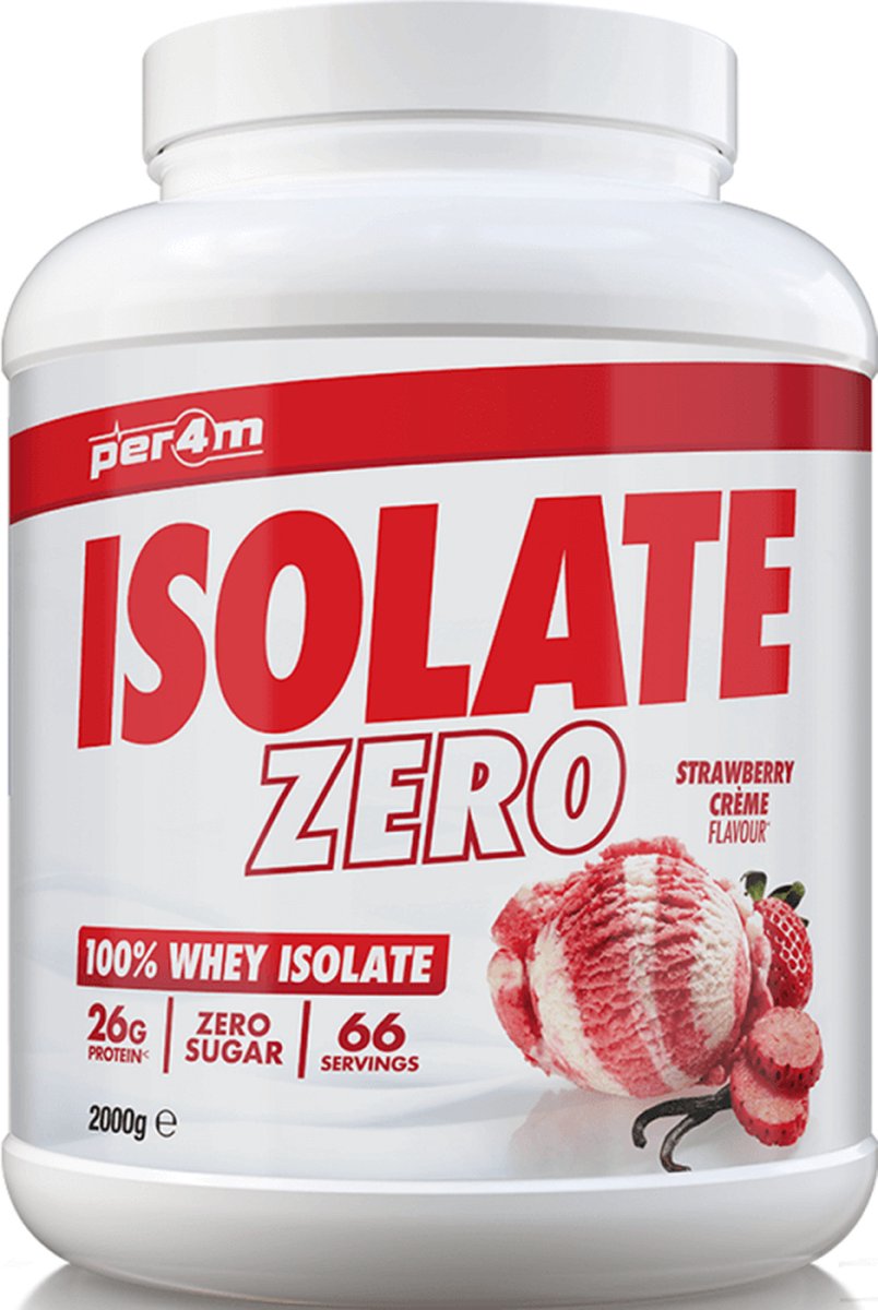 Goedkoopste Per4m Whey Isolate Zero (2000g) Strawberry Creme - Eiwitten - Wei-eiwit isolaat