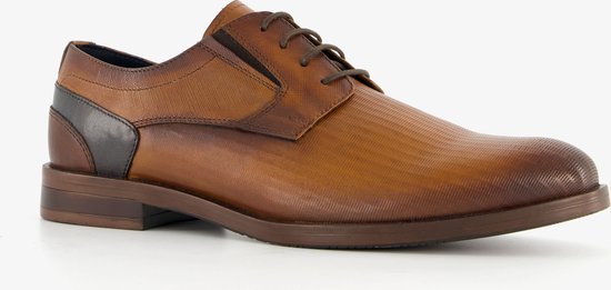 Chaussures à lacets pour hommes en cuir Van Beers cognac - Taille 40