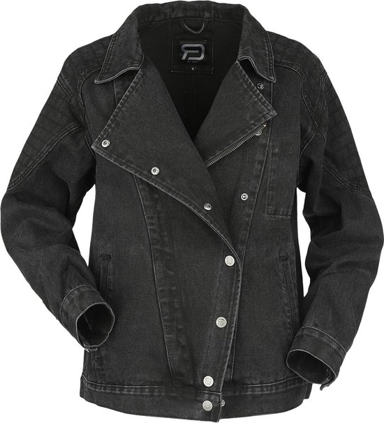 R.E.D. ROCK-ENGINEERED DESIGN Zwart spijkerjack met brede kraag Vrouwen - XXL