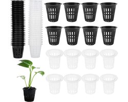 Plant Cup Pots 60 Pcs 2.36 Inch Hydroponic Baskets Plastic Net Pots Mesh Pot Net Cup Basket Wide Lip Bucket Basket for Hydroponics and Aquaponics Garden Balcony Plants.