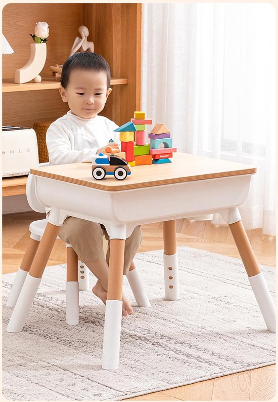 Kinderbureau,Kinderstoel,Verstelbaar meubilair,Speeltafel met stoel,Opbergtafel voor kinderen,Multifunctioneel kindermeubilair,Modern design kinderset, Bureau en stoel set voor kinderen,Voor 2 Kinderen van Merkloos — afbeelding 3