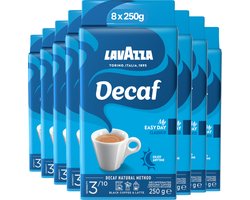 Lavazza Caffe Decaffeinato Filterkoffie - Gemalen Koffie Caffeïnevrij - Arabica & Robusta Blend - Intensiteit: 3/10 - 8 x 250 gram