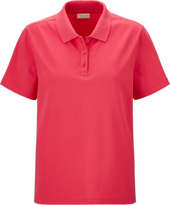 Koraalroze Falke poloshirt voor dames met korte mouwen en knoopsluiting.