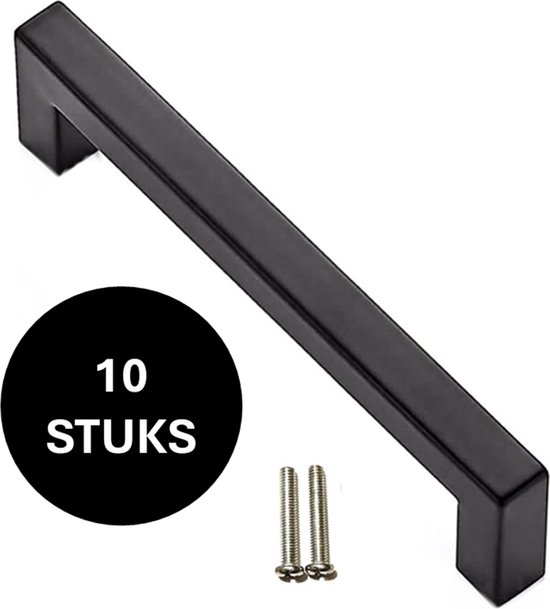 Handgreep / Keukengreep Zwart 128 mm 10 Stuks