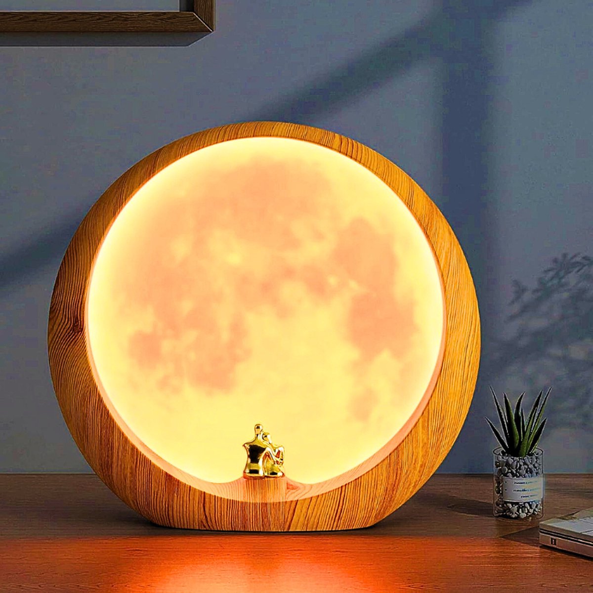 Unieke Maanlamp Voor Woonkamer – Decoratief Nachtlampje & Kunstornament Voor Hem & Haar – Jubileum - Valentijns- En Bruiloftscadeau – Stijlvolle Thuisdecoratie & Kerstcadeau – Energieklasse A
