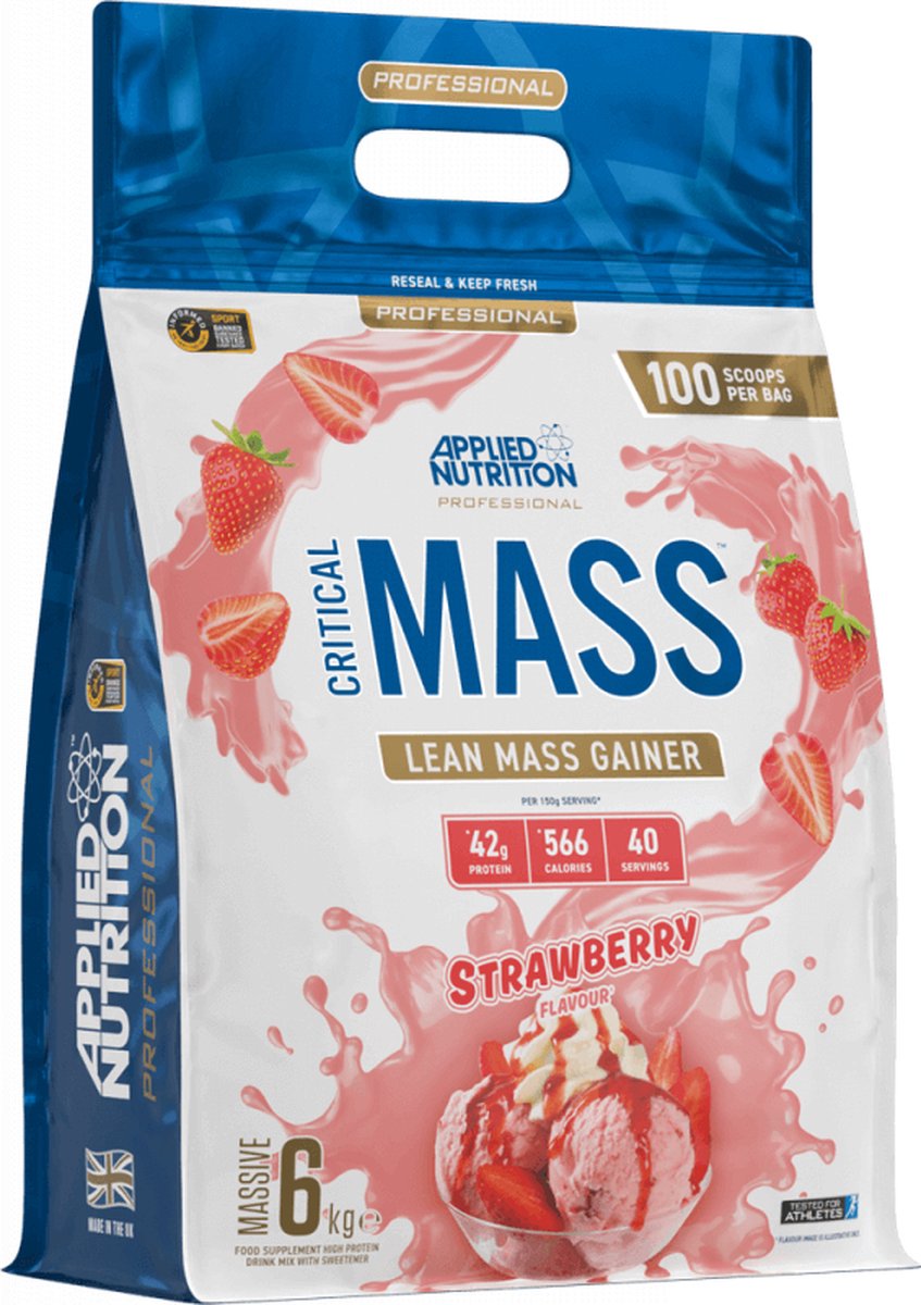 Goedkoopste Mass Gainer - CRITICAL MASS 6000g Applied Nutrition - - Aardbei