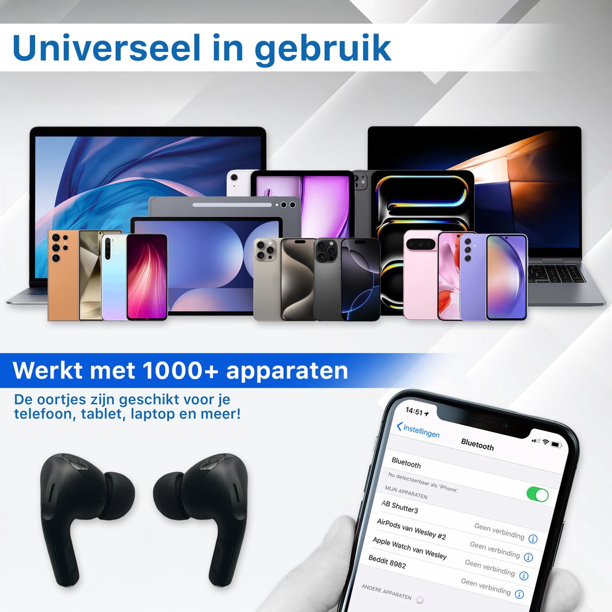 In-Ear Draadloze Oordopjes met Noise Cancelling en Bluetooth 5.3 - Oortjes Draadloos - Geschikt voor iPhone - Oortjes - Origineel Phreeze Wireless EarBuds – foto 5