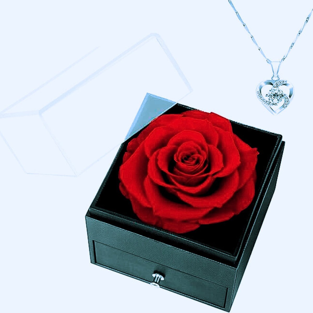 Eeuwige Rode Roos In Luxe Cadeaudoos Met Hanger – Perfect Geschenk Voor Valentijn - Kerst & Moederdag
