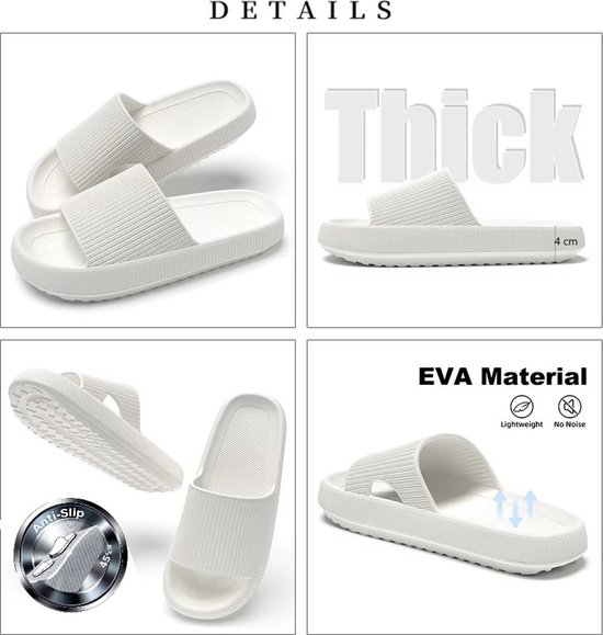 Klikkopers® - Cloud Dias - Slippers - Chaussons de bain - Pantoufles - Pantoufles - Léger - Super doux pour vos pieds - Antidérapant - Wit - 40-41 - Respirant Design 2025