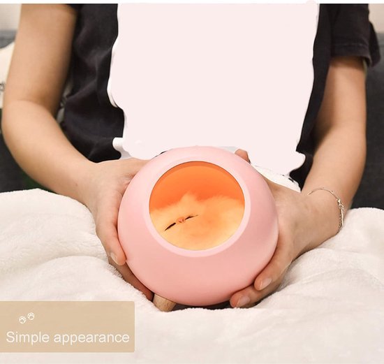 Nachtlampje LED Leuke Tafellamp Kat Huis - Roze - USB - Kinderen Meisjes - Slaapkamer Decor . van Merkloos — afbeelding 4