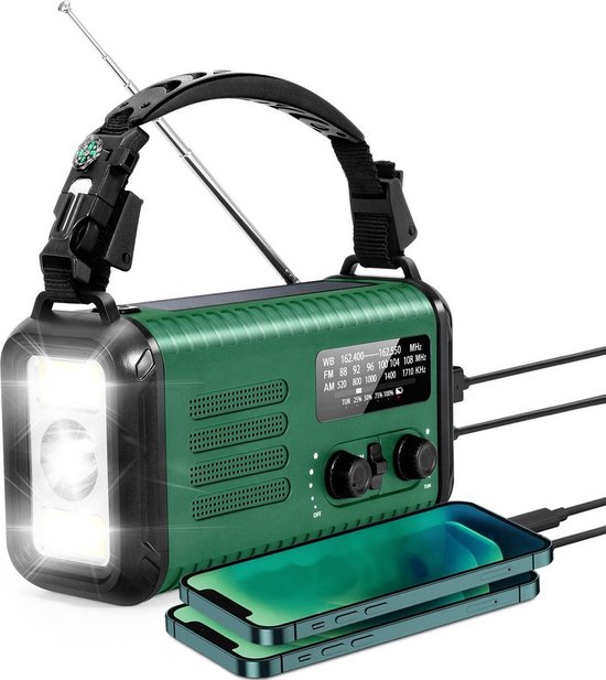 multifunctionele solar noodradio met powerbank