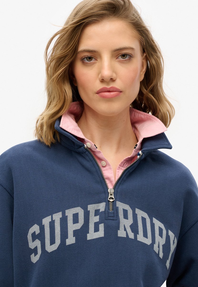 Superdry Athletic Essentials met halve rits en kraag Dames Truien Marineblauw