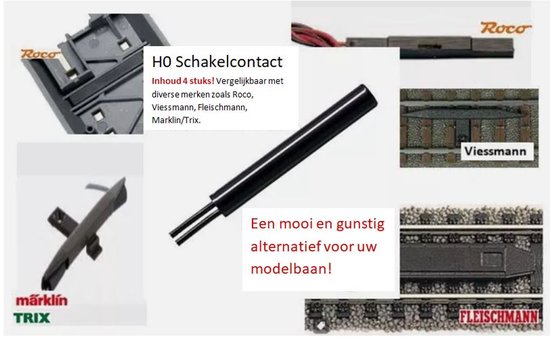 Set van vier schakelcontacten, zwart, 18 mm lang, met twee draden.