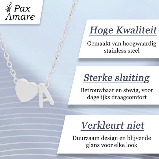 Bracelet Lettre A sur Carte Cadeau - Une lettre, une promesse - 15,5 cm + 5,5 cm réglables Acier Inoxydable Couleur Argent - Pendentif Initiale & Cœur - Pax Amare