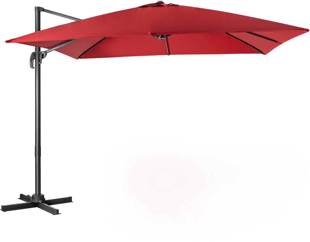 COSTWAY Parasol 300 x 300 cm vierkant, zweefparasol met zwengel, kantelbaar, 360° draaibaar, grote terrasparasol, marktscherm voor tuinen, terrassen