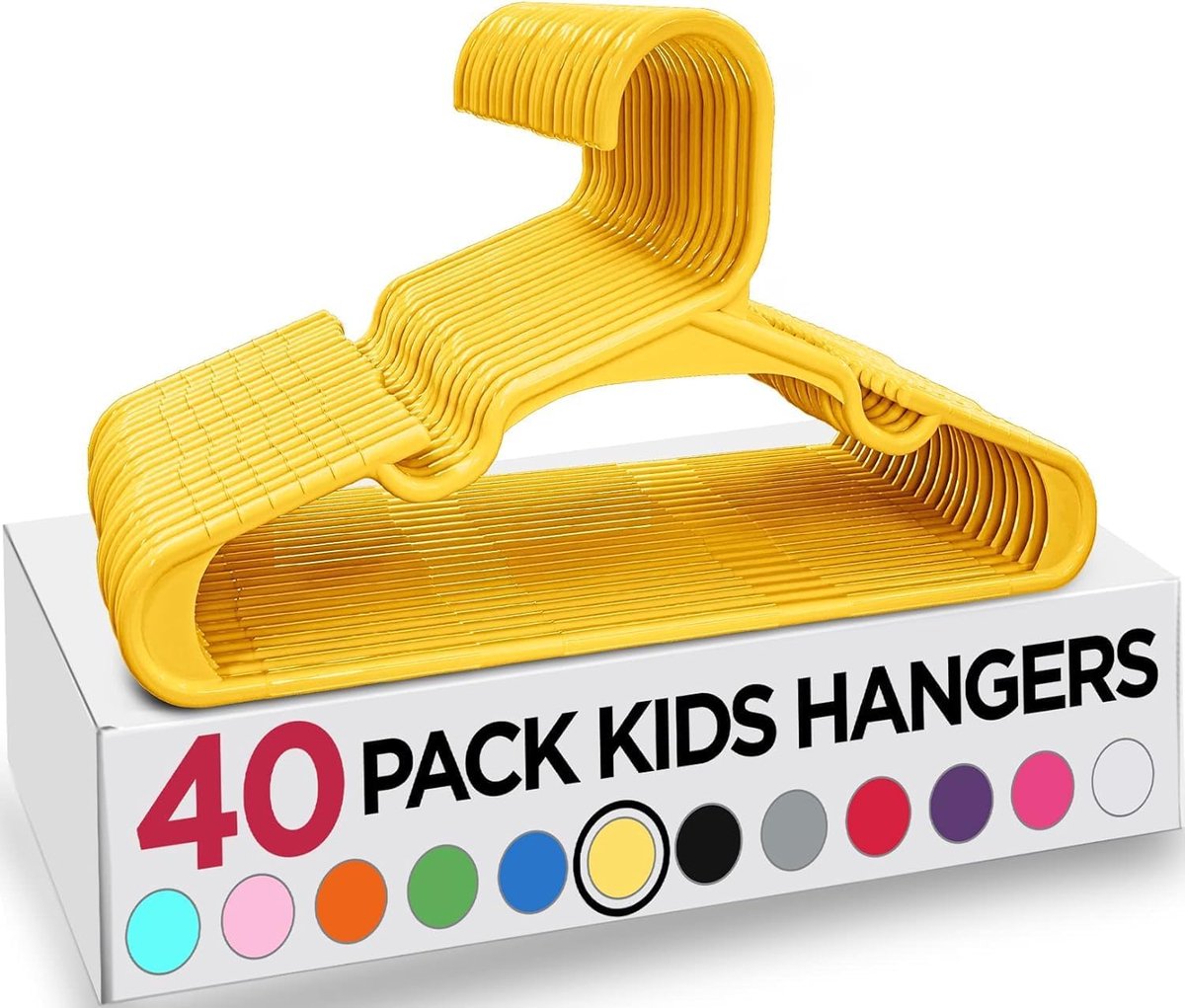Candala Kids Fluwelen Kleerhangers (Set van 40) (Geel, Pak van 40)
