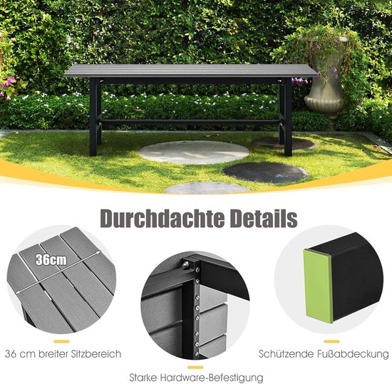 Gartenbank für 2 Personen mit Lattensitz bis 300kg belastbar 120 x 36 x 40,5 cm Schwarz