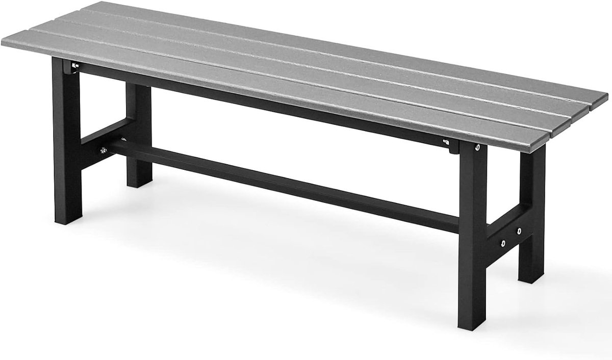 COSTWAY Tuinbank, weerbestendig, 2-zitsbank, tot 300 kg belastbaar, all-weather parkbank van HDPE, terrasbank zonder rugleuning voor tuin, park en balkon, 120 x 36 x 40,5 cm (grijs)