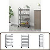 vidaXL Opbergtrolley 3-laags 37x28x68 cm acryl transparant