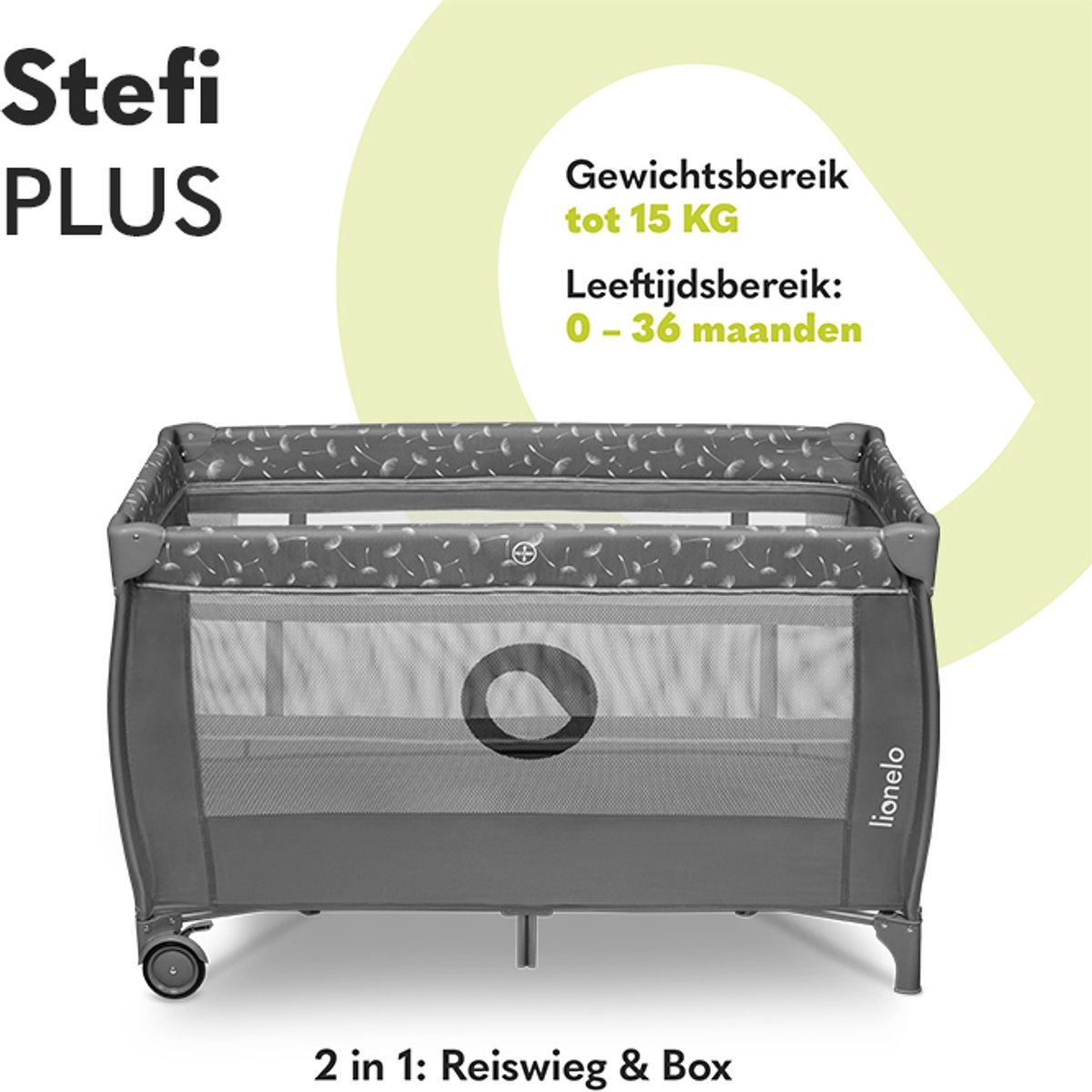 Lionelo Stefi Plus Campingbedje 4-in-1 met Matras 60x120 thumbnail 6