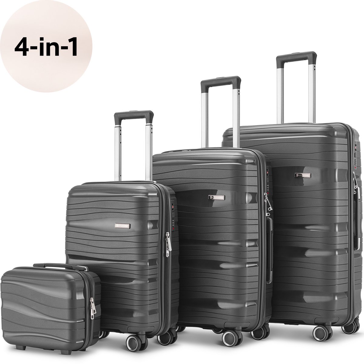 KESSER Reiskofferset, 3 Delig, Kofferset, ABS, Hardshell Koffer Met Cijferslot Kofferweegschaal En Reisportemonnee 360 Wielen Handbagage Grote Voor Business Reizen Trolley Zwart 3328414468