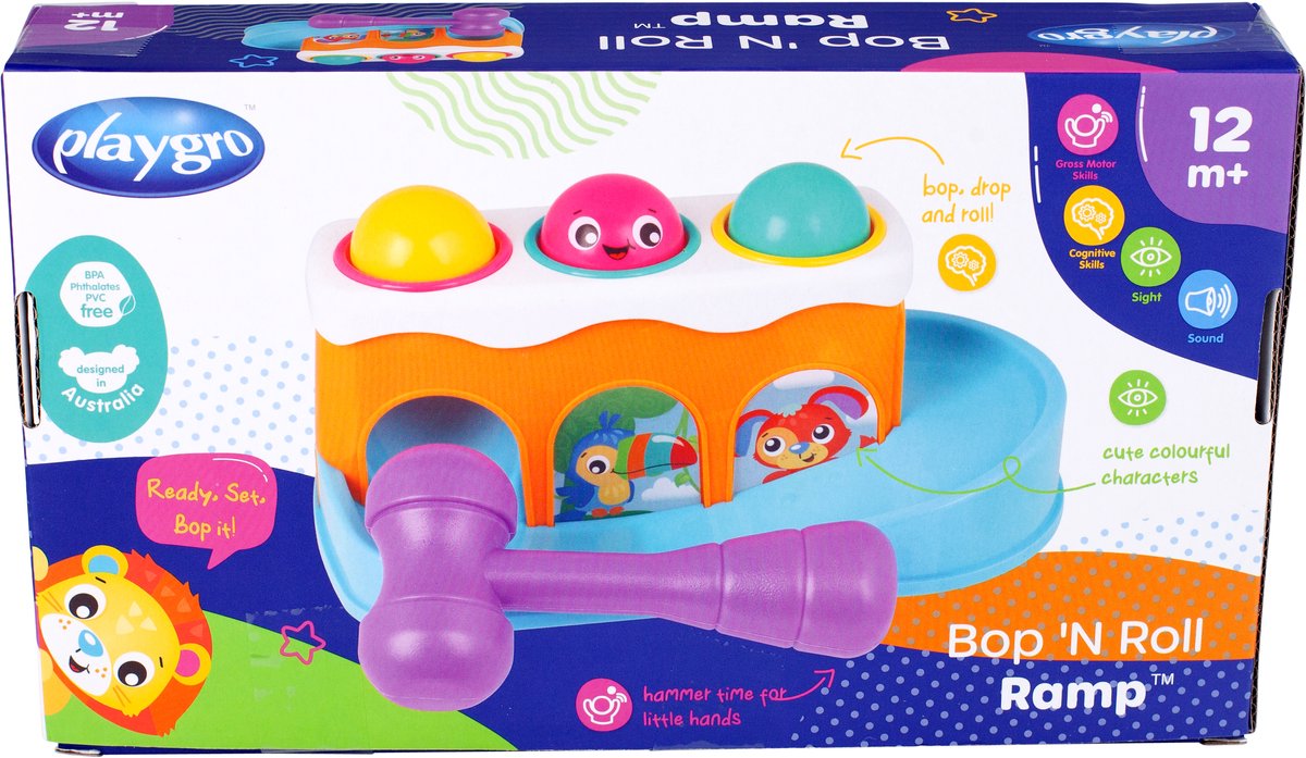 Playgro Bop 'N Roll Ramp - Activity-center - Baby Speelgoed met hamer - Baby speelgoed - Interactief speelgoed Baby - Educatief speelgoed - Kraam Cadeau- Speelgoed Baby — afbeelding 5