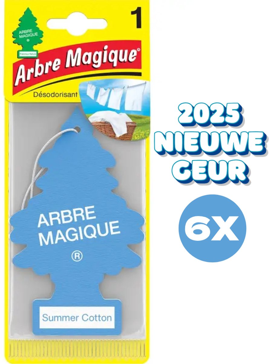 6 stuks Summer Cotton Arbre Magique Geurboom Luchtverfrisser voor in de auto – Car Parfum – Geurboompje – Geurbooster – Wonderboom – Geurverfrisser – Nieuwe Auto – Autogeur – Autoparfum – Geurblad - Zomer Katoen Fris