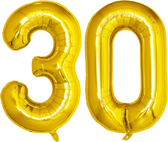 Folie Ballon Cijfer 30 Jaar Cijferballon Helium Ballonnen Feest Versiering Folieballon Verjaardag Versiering Goud 86 Cm