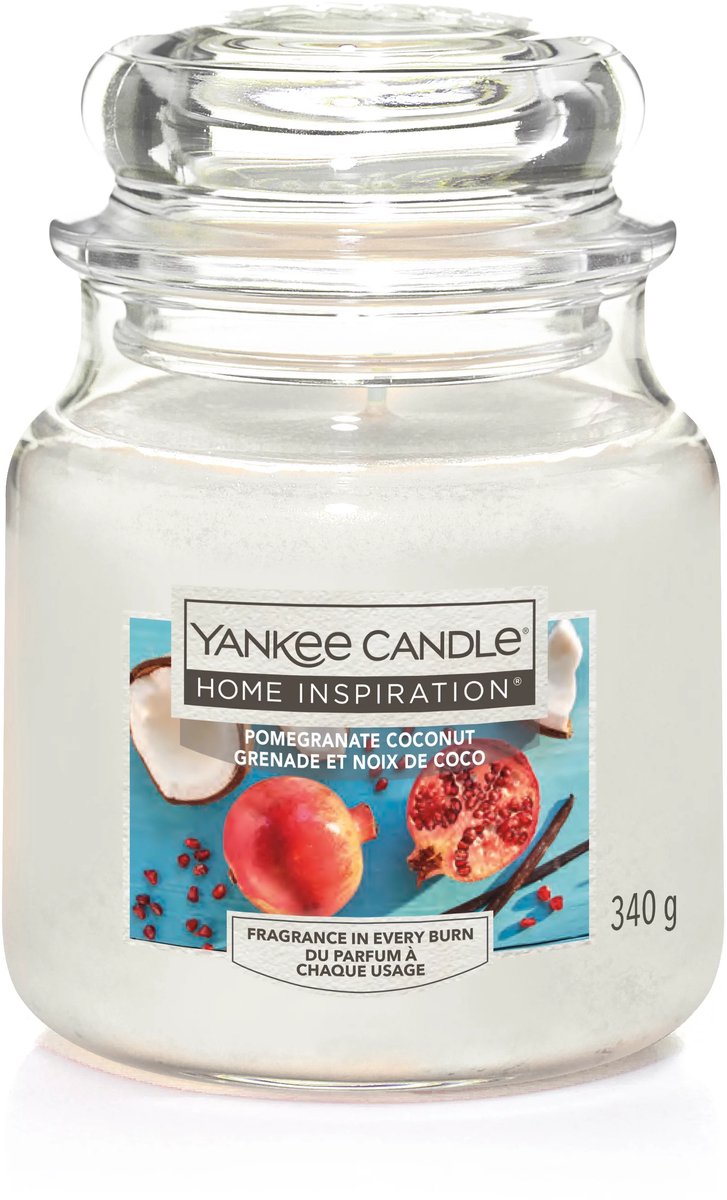 Yankee Candle Home Inspiration - Pomegranate Coconut Medium Geurkaars - 75 branduren Wit