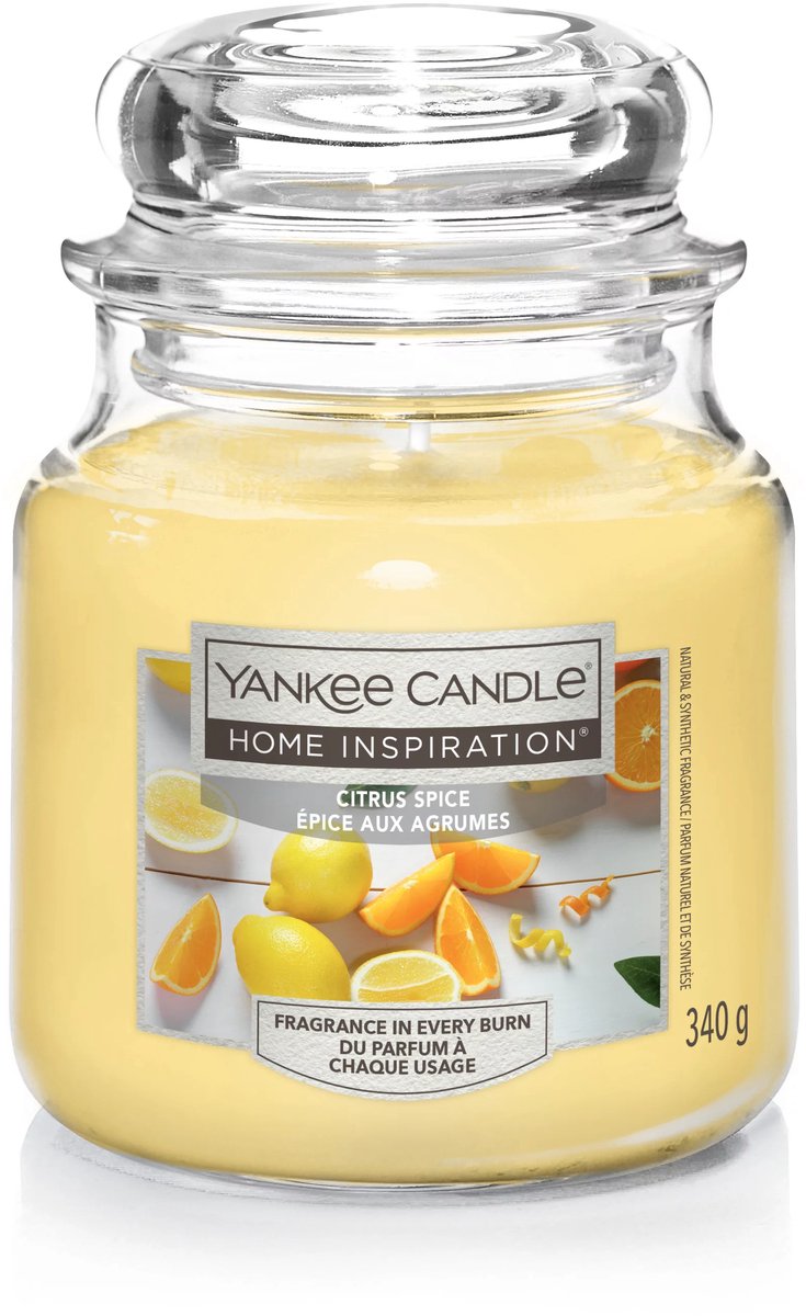 Yankee Candle Home Inspiration - Citrus Spice Medium Geurkaars - 75 branduren Geel