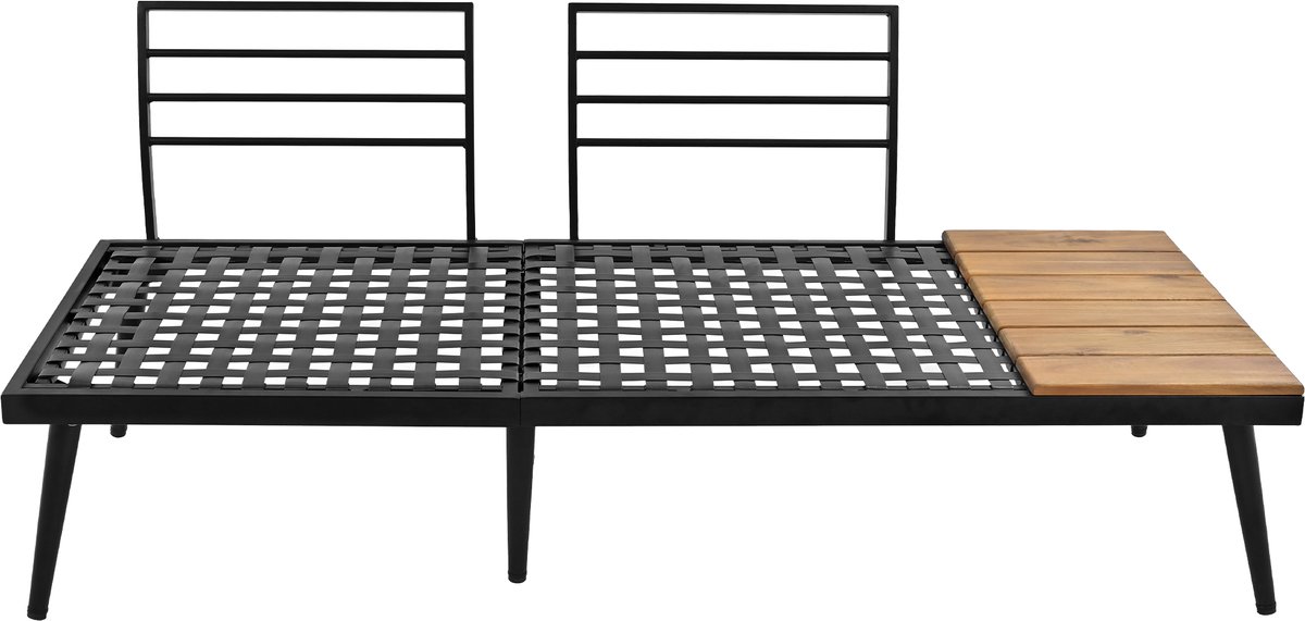 6-delige Tuinset met verzinkt ijzeren frame, eetgarnituur voor 5-6 personen, 2 banken, 2 stoelen, 2 tafels – foto 2