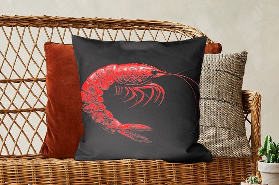 Coussins Coussins décoratifs - Oreillers de salon - 50x50 cm - Crevette - Rouge - Animaux