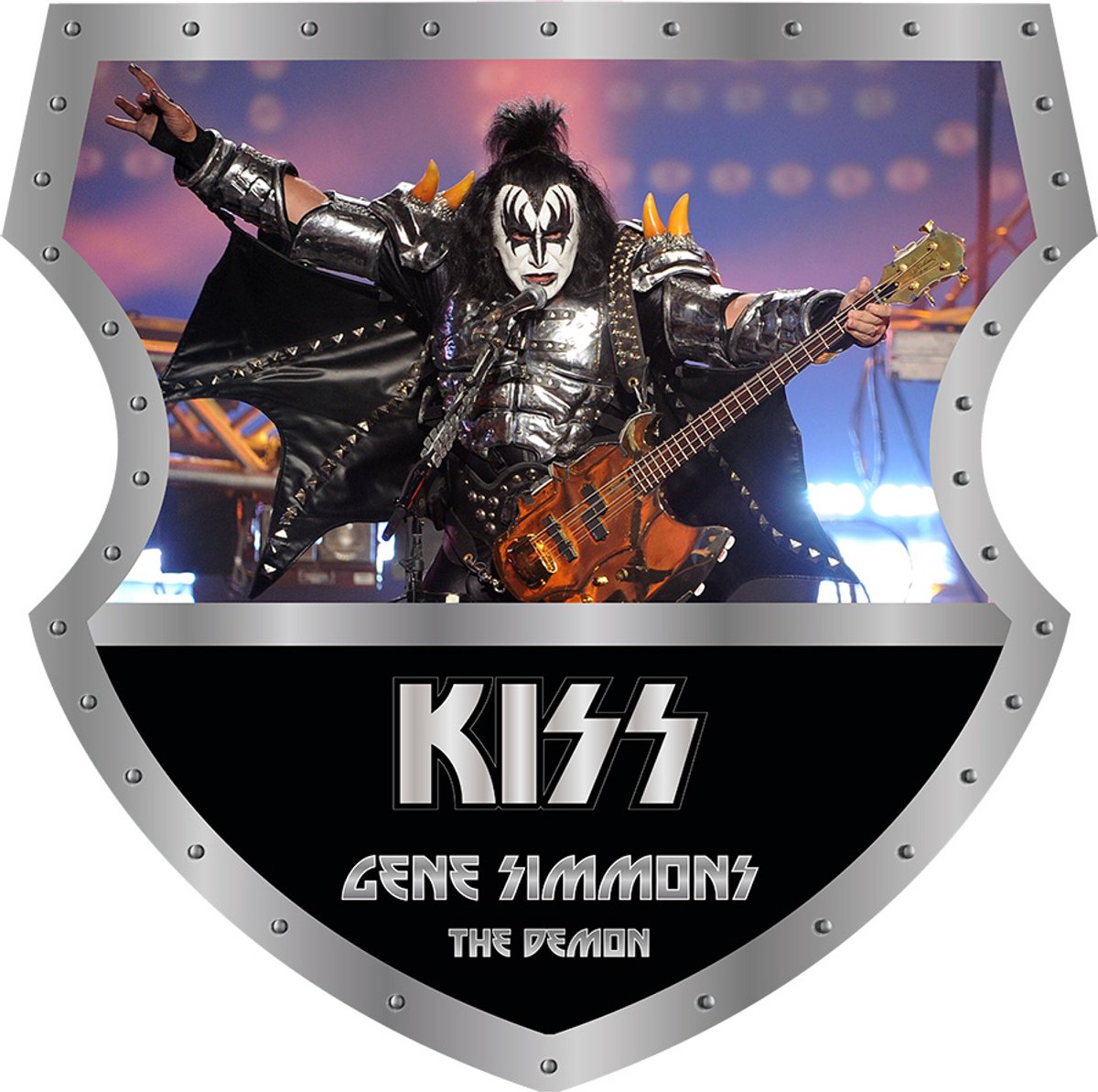 Signs USA - Muziek schild - boven recht - met Logo onder - Gene Simmons - 40 x 40 cm