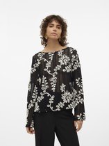 VERO MODA VMCLARA L/ S O-NECK EMB TOP WVN POP2 Top Femme - Taille S